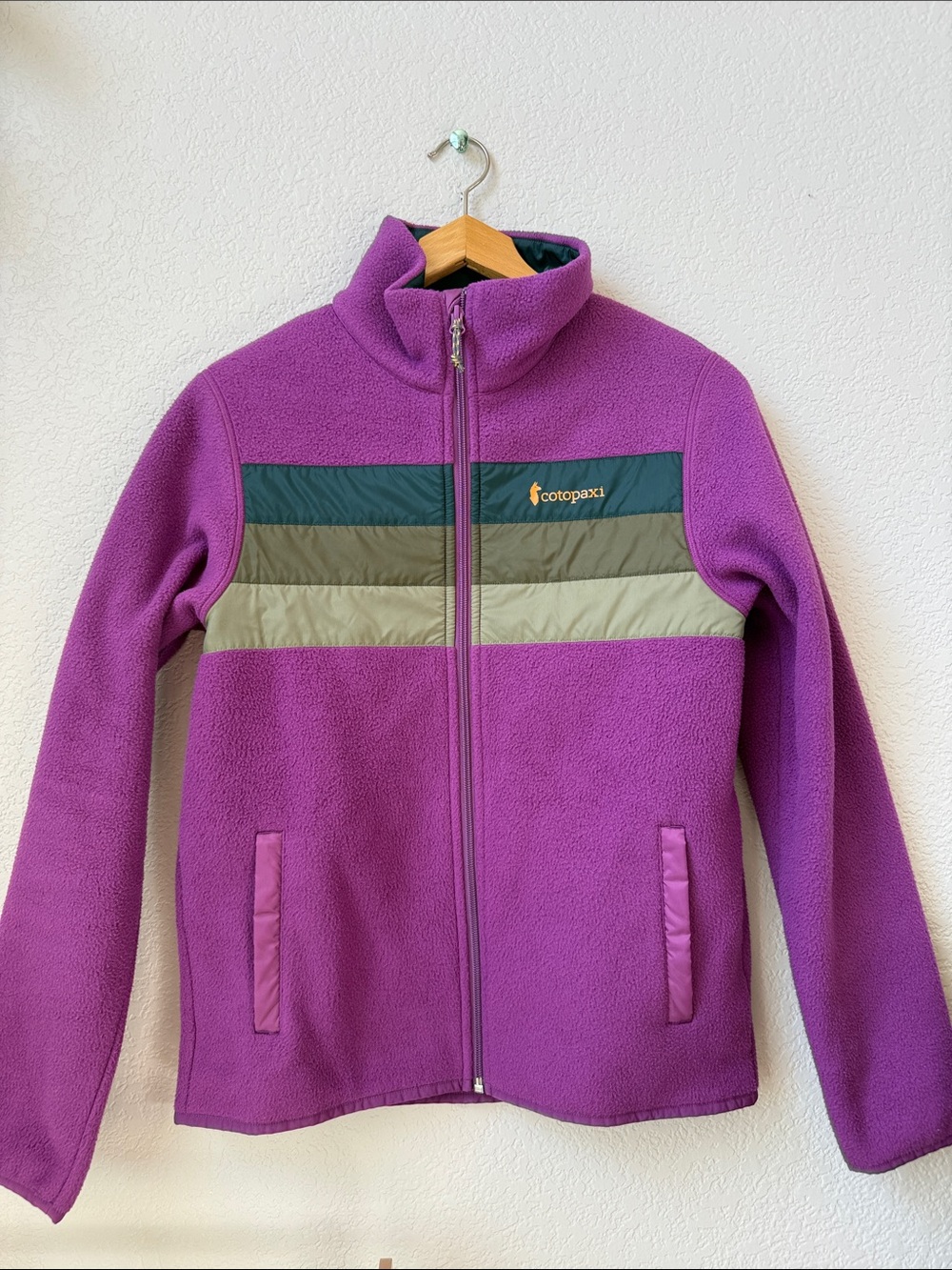 Cotopaxi Teca Fleece Jacket Stripes Purple and Green size Small - Picture 2 of 8